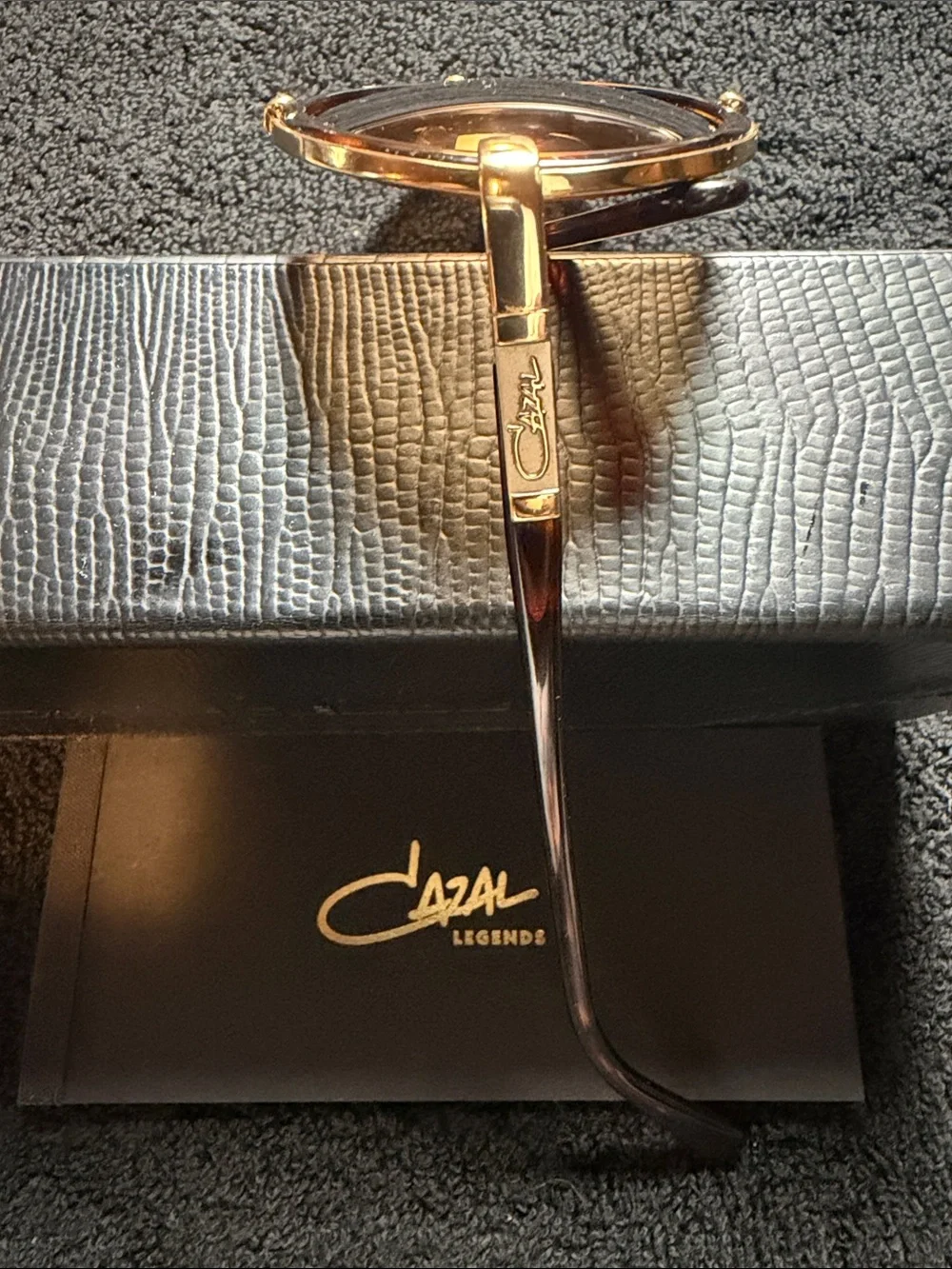 Cazal Round Gold Frame with Tortoise Accents and Brown Lenses